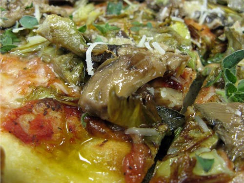 Artichoke and porcini pizza