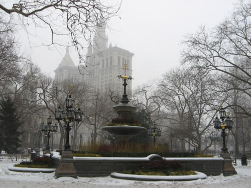 Snowy City Hall Park
