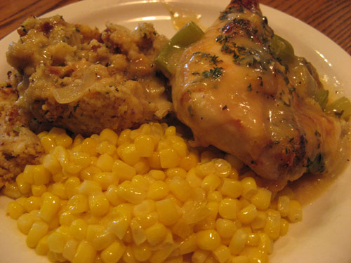 Baked chicken and dressing