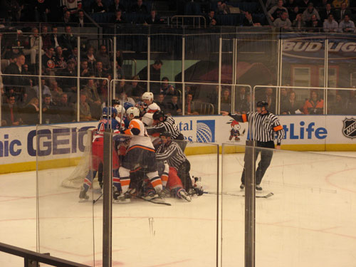 Islanders Rangers fight